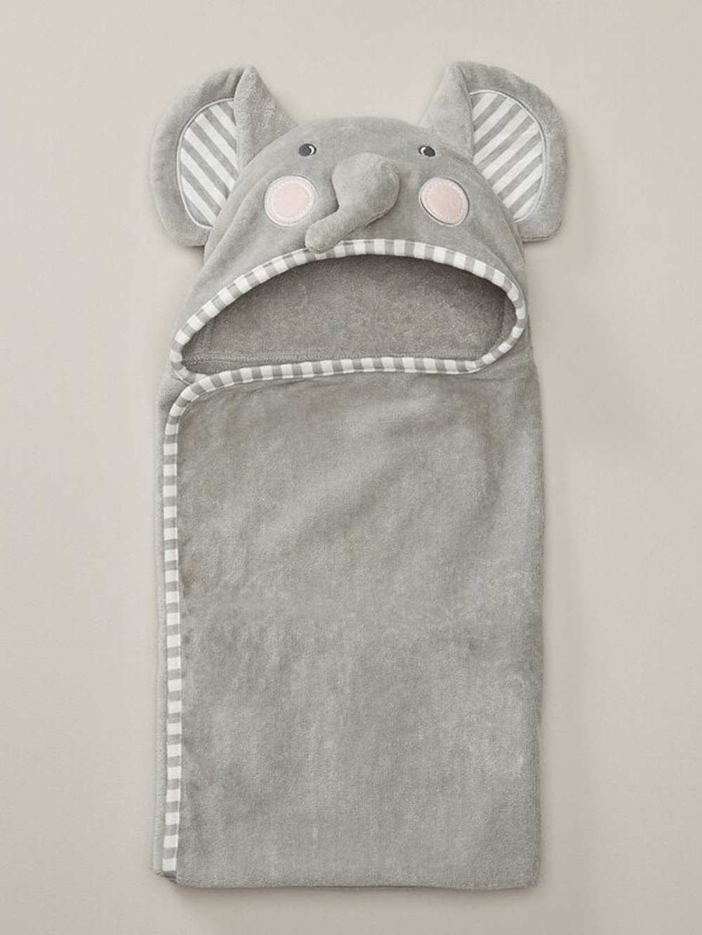 Elephant Baby Towel - 100% Organic Gray Hooded Animal Towel by The Littlest